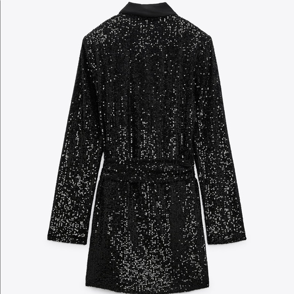 NWT ZARA Sequin Wrap Dress Black Blogger's Favorite - Picture 2 of 4